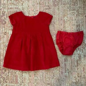 Red corduroy baby girl dress - like new!